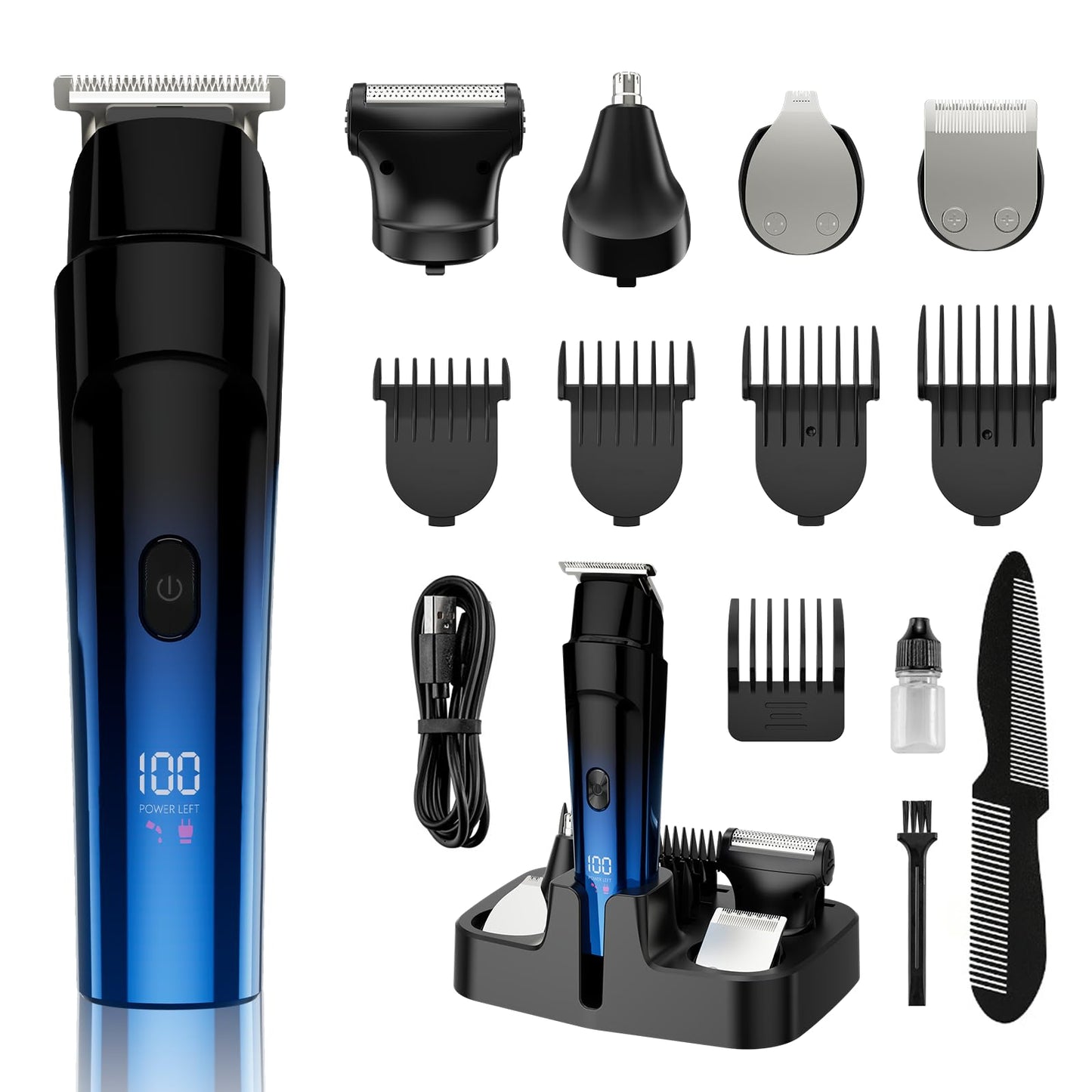 RUIBO Beard Trimmer for Men, 5-in-1 Cordless Hair Clipper Kit with Foil Razor, Waterproof Body, Nose & Ear Groomer, Precision Trimming for Beard, Hair & Body Care (DimGray)