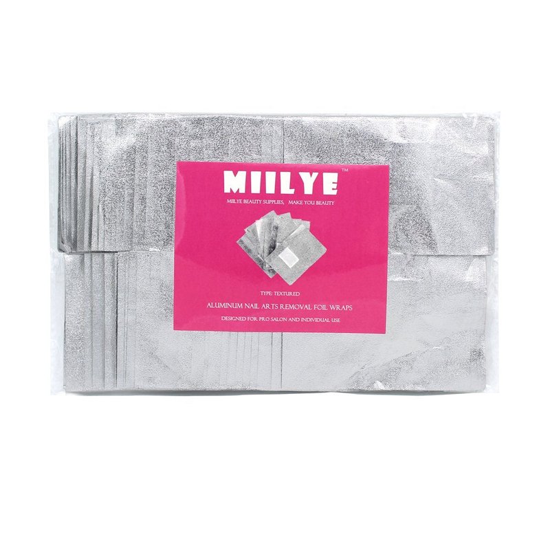 MIILYE Nail Polish Remover Foil Wraps for Acrylic/Dip Powder/UV/Gel/Polish Varnish Soak-off Removal, with Pre-attached Lint Free Pad (300x Nail Gel Polish Remover Wraps)