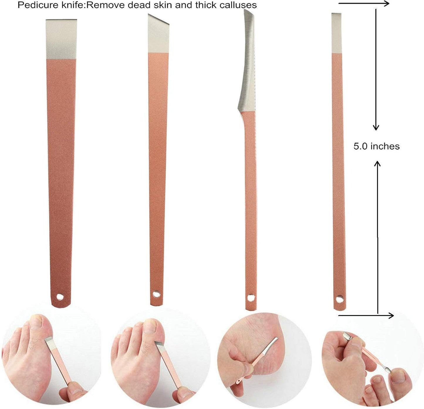 8-in-1 Stainless Steel Pedicure & Manicure Tools Kit - Erkangsm Travel Set with Toenail Nipper, Clipper & Case - Pink