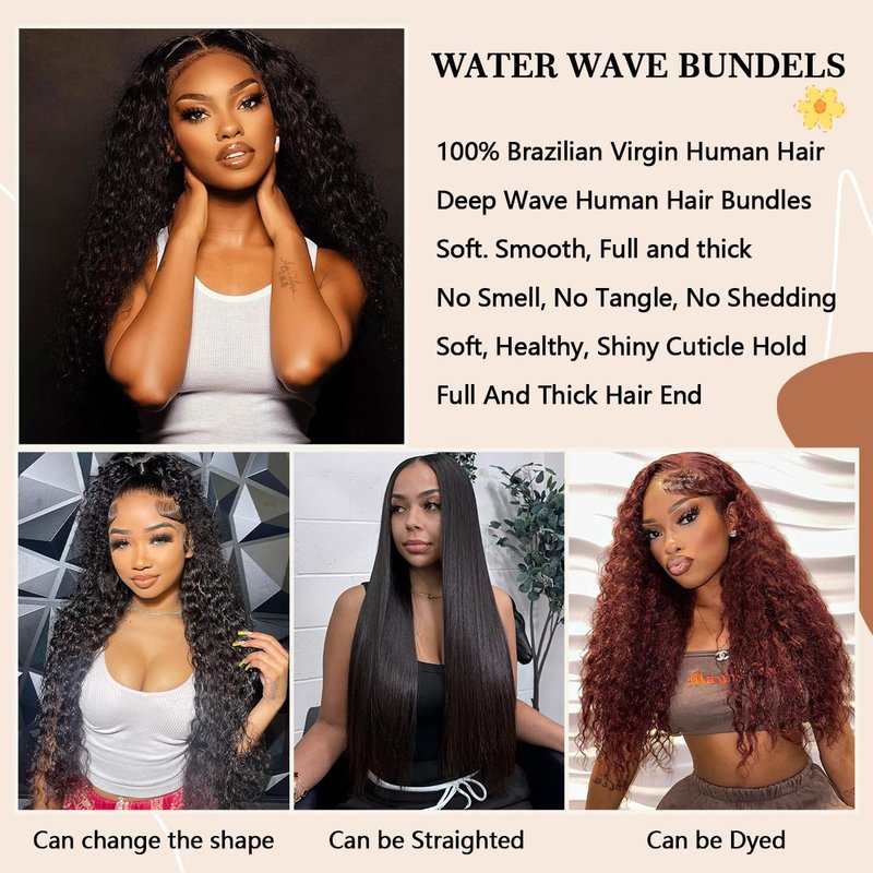 SERUYLEO Water Wave One Bundles 20 Inch 12A Brazilian Virgin Curly 1 Bundles Human Hair 100% Unprocessed Human Hair Bundles Natural Black Color (water wave 1 bundles, 20 Inch)