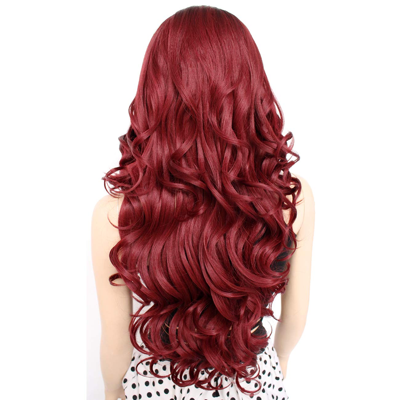 Ebingoo + Wig Cap 26 Inch Burgundy Lace Front Wigs with Dark Roots Wine Red Lace Front Wig With Baby Hair Ombre Red Lace Front Wigs for Women Daily Wear Party