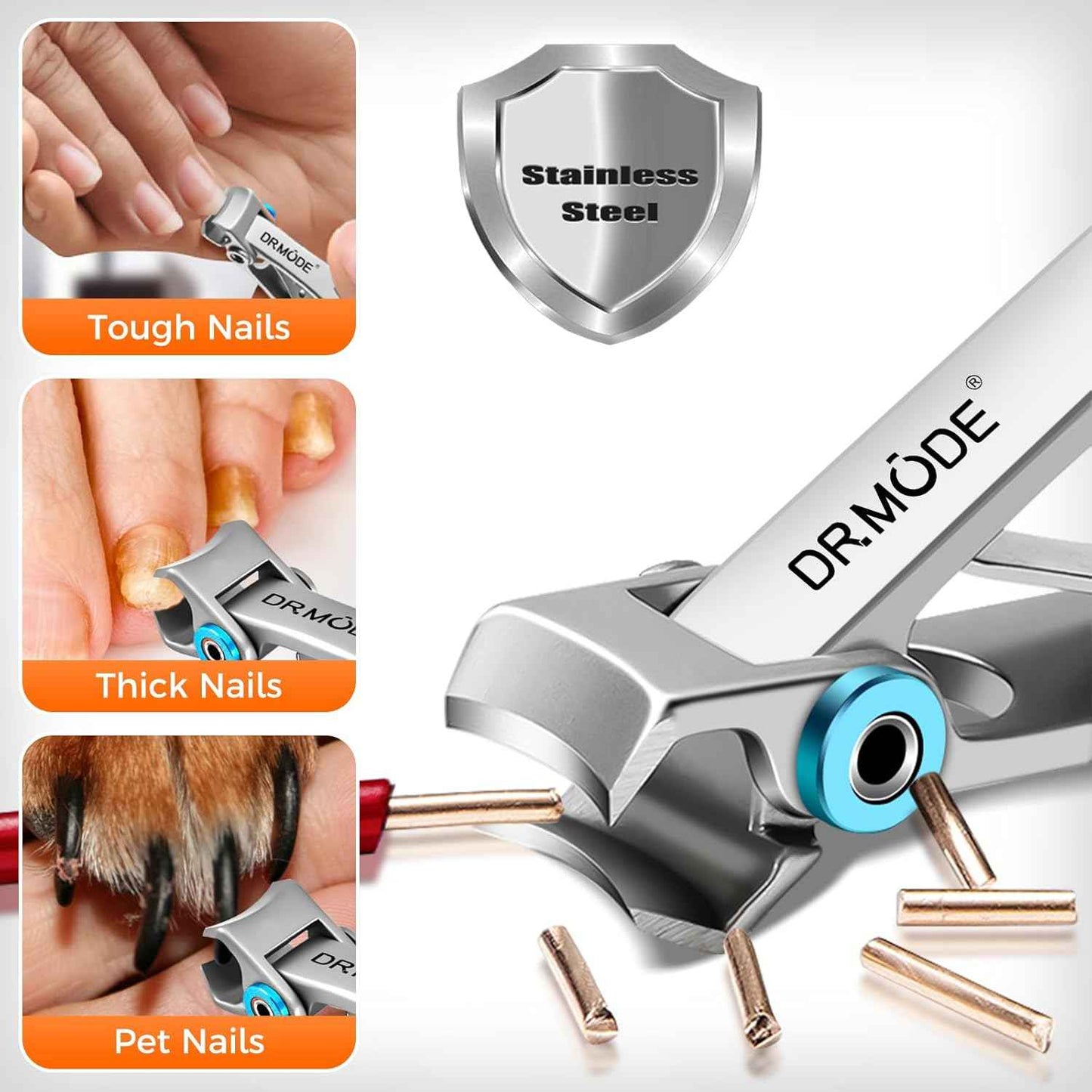 Heavy-Duty Toenail Clippers for Thick Nails - Wide Jaw, Slanted Design for Seniors & Men