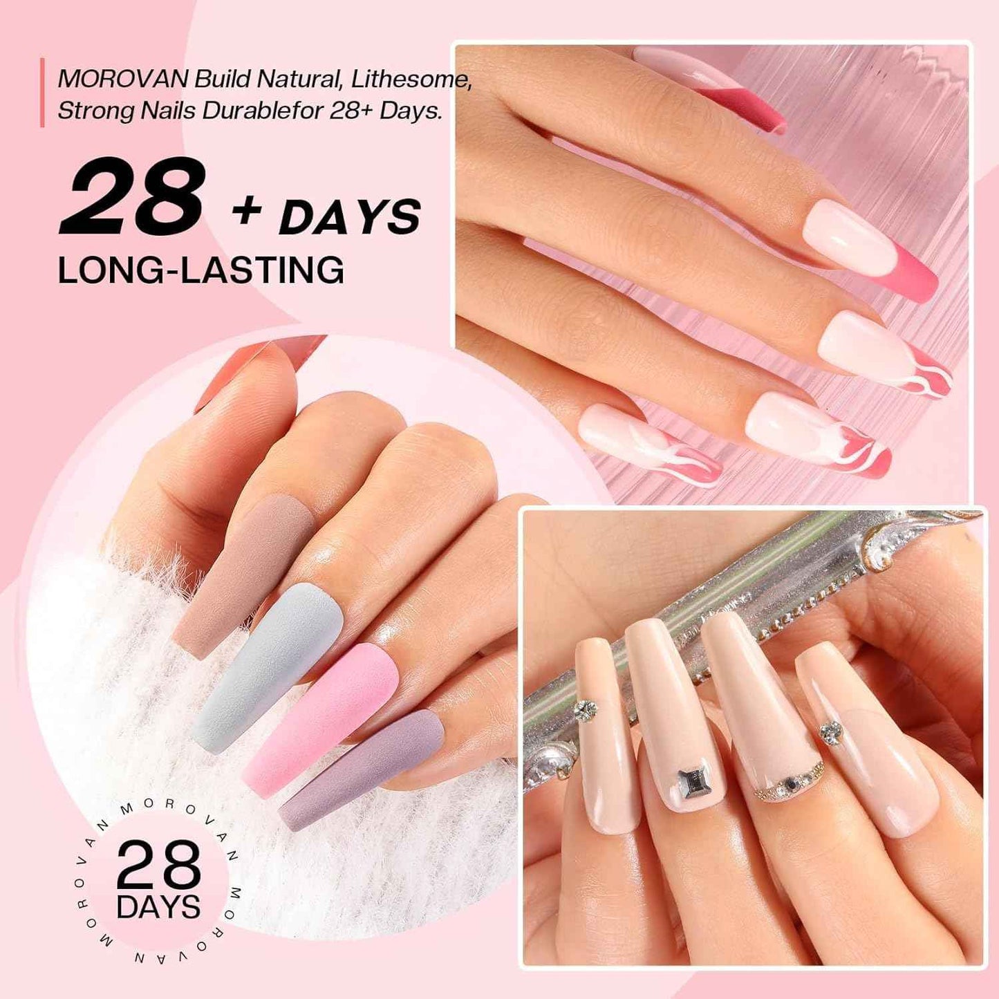 27PCS Morovan Dip Powder Nail Kit - 20 Color Starter Set with Liquid for DIY Nail Art