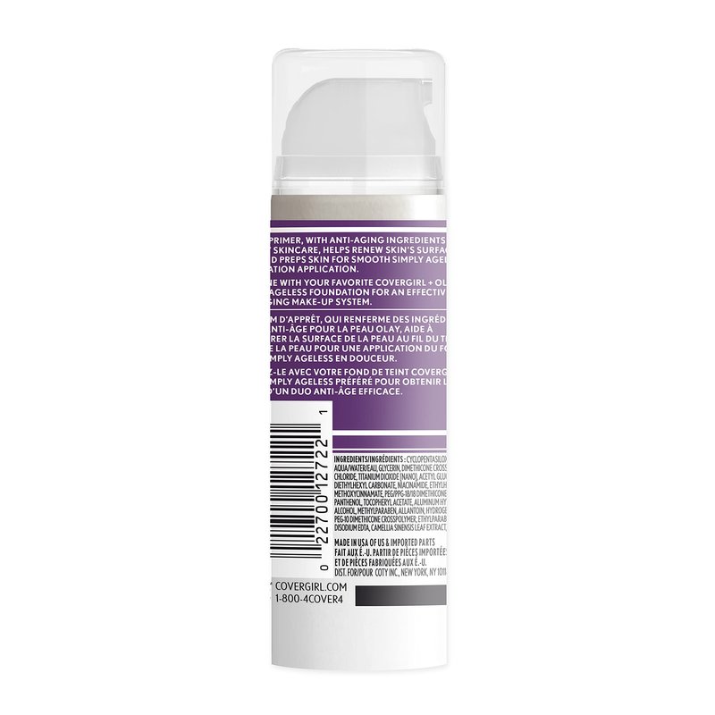 Covergirl + Olay Simply Ageless 3-in-1 Liquid Foundation, Creamy Natural & Simply Ageless Makeup Primer, 1 Fl Oz, Pack of 1