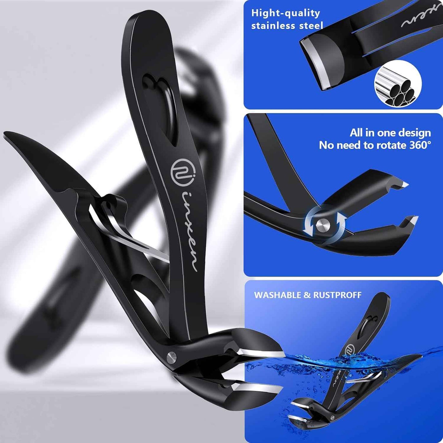 Heavy Duty Toenail Clippers for Thick Nails | Ergonomic Angled Nail Cutter for Seniors & Adults