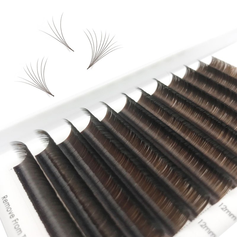 CoMango Dark Brown Easy fan Eyelash Extension Colored Lash Extensions C Curl Easy fan Lashes 8-14mm Mixed Lash Tray Volume Lash Extensions Self Fanning Colored Eyelash Extensions(Brown,0.07-C-8-14MM)