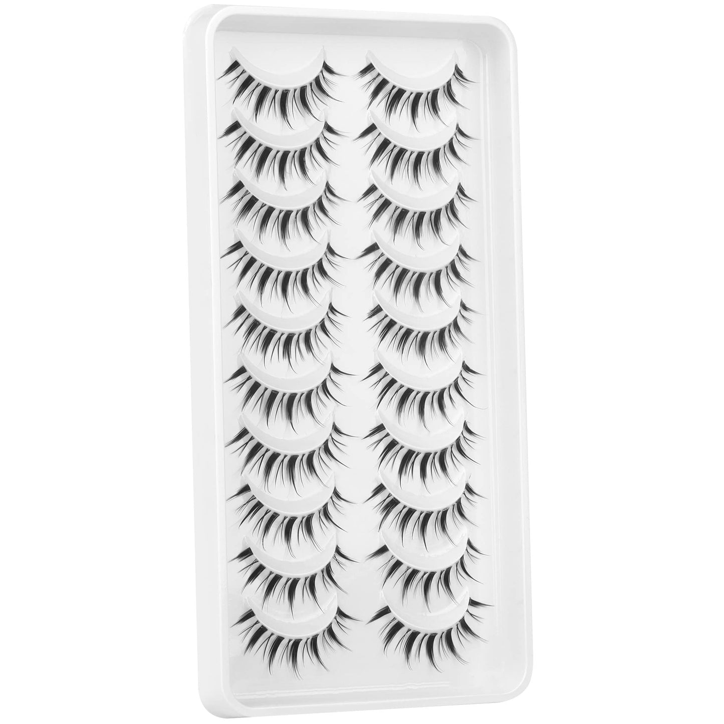 Manga Lashes Natural Look Anime False Eyelashes Individual Wispy Korean Makeup Eye Lashes Clusters 10 Pairs Asian Chinese Japanese Fake Eyelashes Pack by Geeneiya