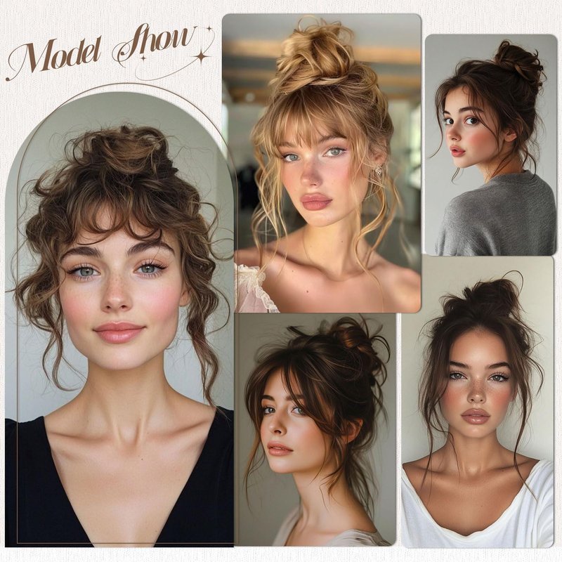 KISANOF Messy Bun Hair Piece Human Hair Honey Brown Highlighted Bleach Blonde UElegant Chignon with Elastic Rubber Band(2 Count #P6-613 Honey Brown Highlighted Bleach Blonde