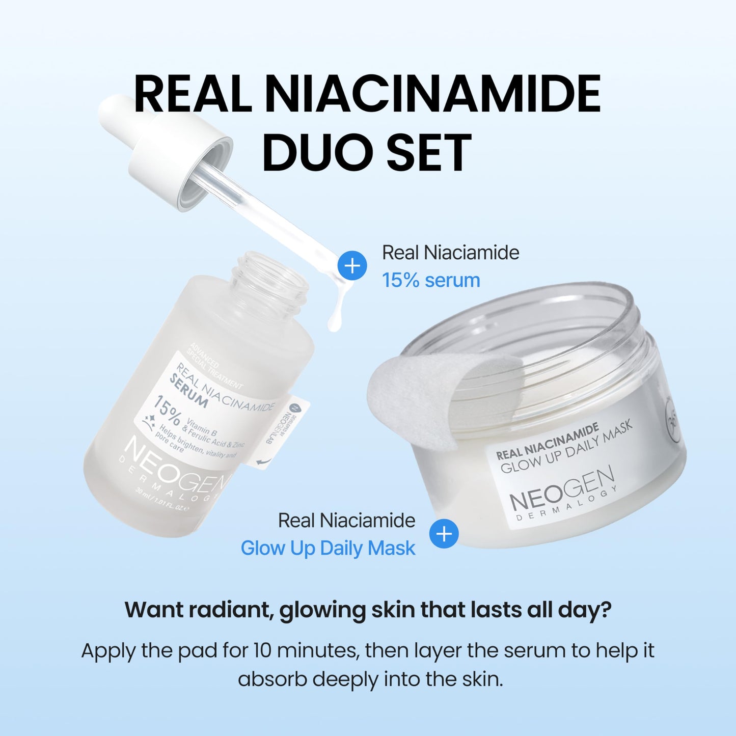 DERMALOGY by NEOGEN Real 15% Niacinamide Serum - Pore Minimizing & Even-Tone Face Serum with Zinc & Ferulic Acid for the Look of Dark Spots & Oil Control, Vegan, Korean Skin Care 1.01 oz (30 ml)