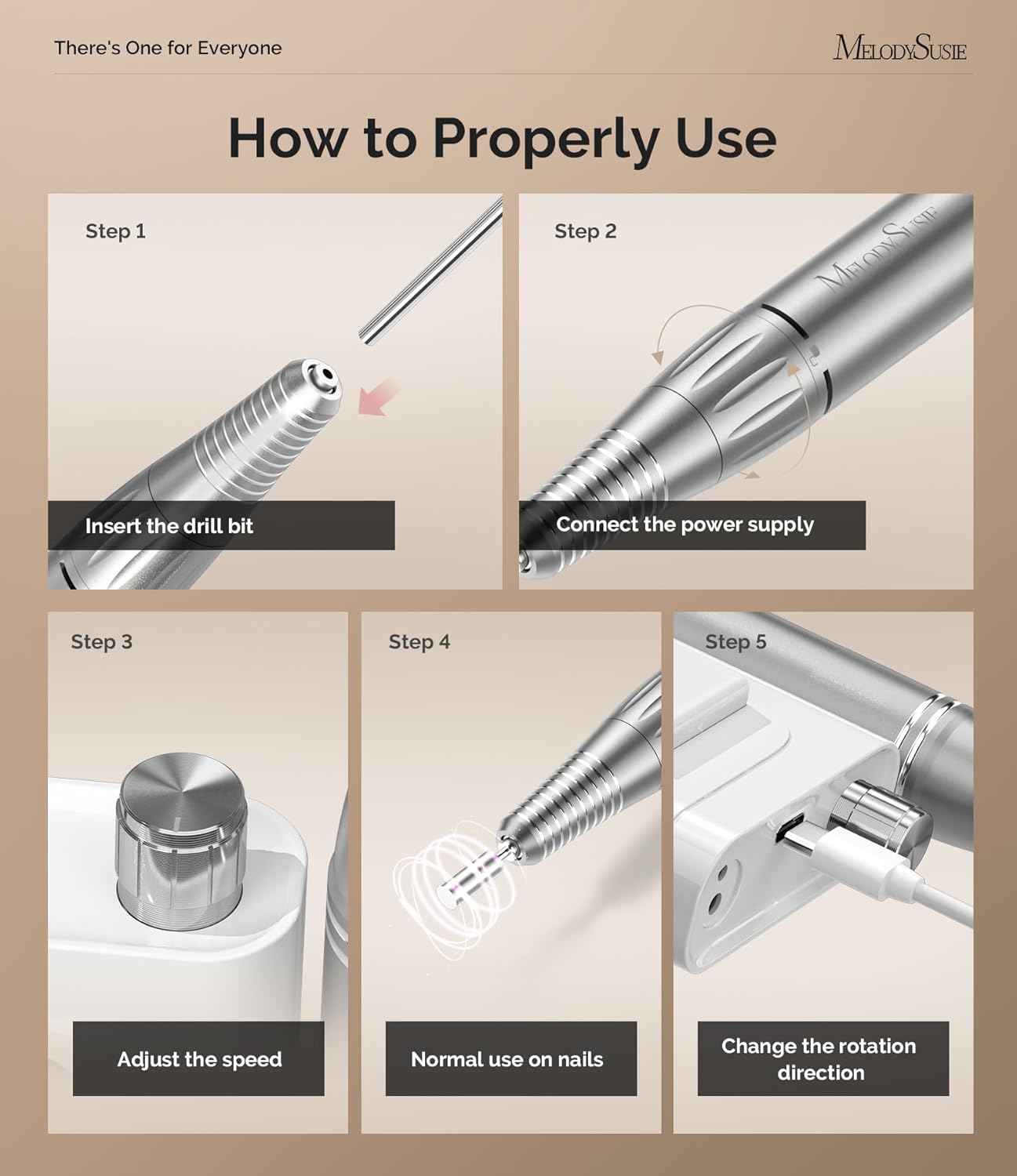 Professional Nail Drill 30000 RPM with All-in-One Brush Set by MelodySusie