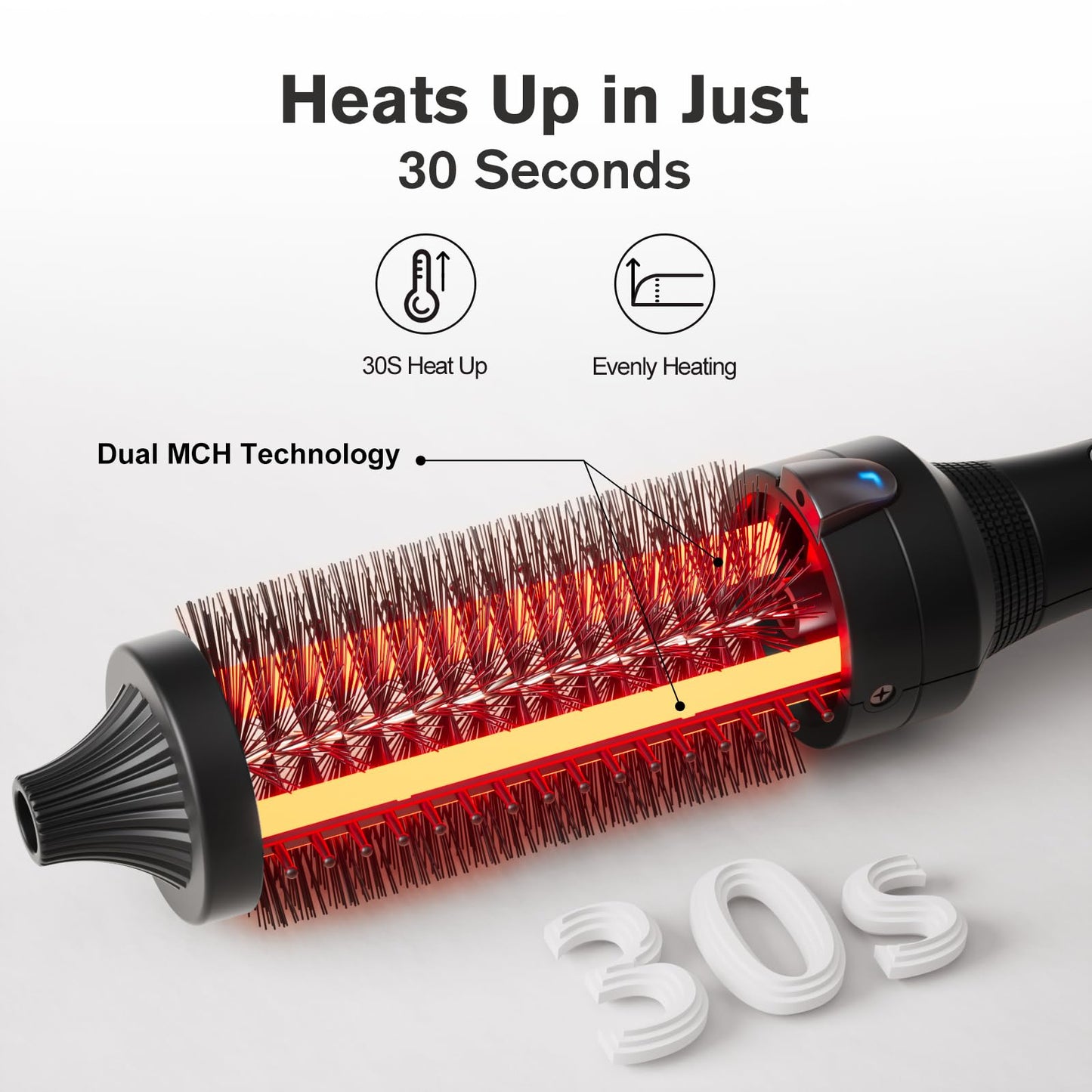K&K Thermal Brush, 1.5 Inch Ionic Heated Round Brush, Professional Heated Ceramic Tourmaline Coating Curling Iron, Hot Styling Volumizing Tool, Dual Voltage, Pink