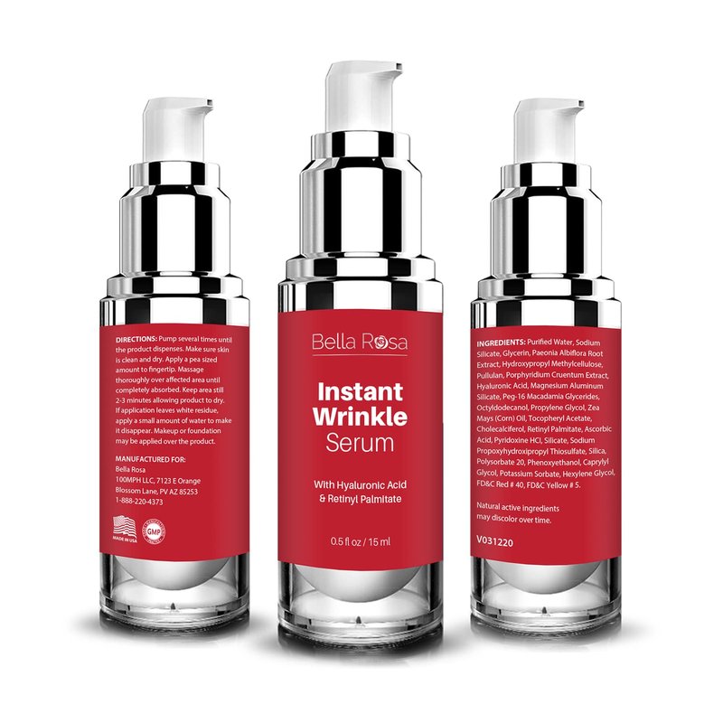 Bella Rosa Advanced Anti-Aging Serum - Hyaluronic Acid and Retinol - Reduces Wrinkles, Improves Skin Texture, and Hydrates