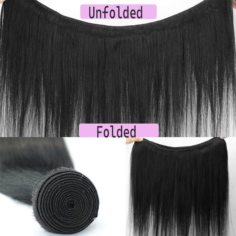 12A Straight Human Hair Bundles - 20 Inch Brazilian Virgin Hair Extensions for Black Women | Natural Black Color