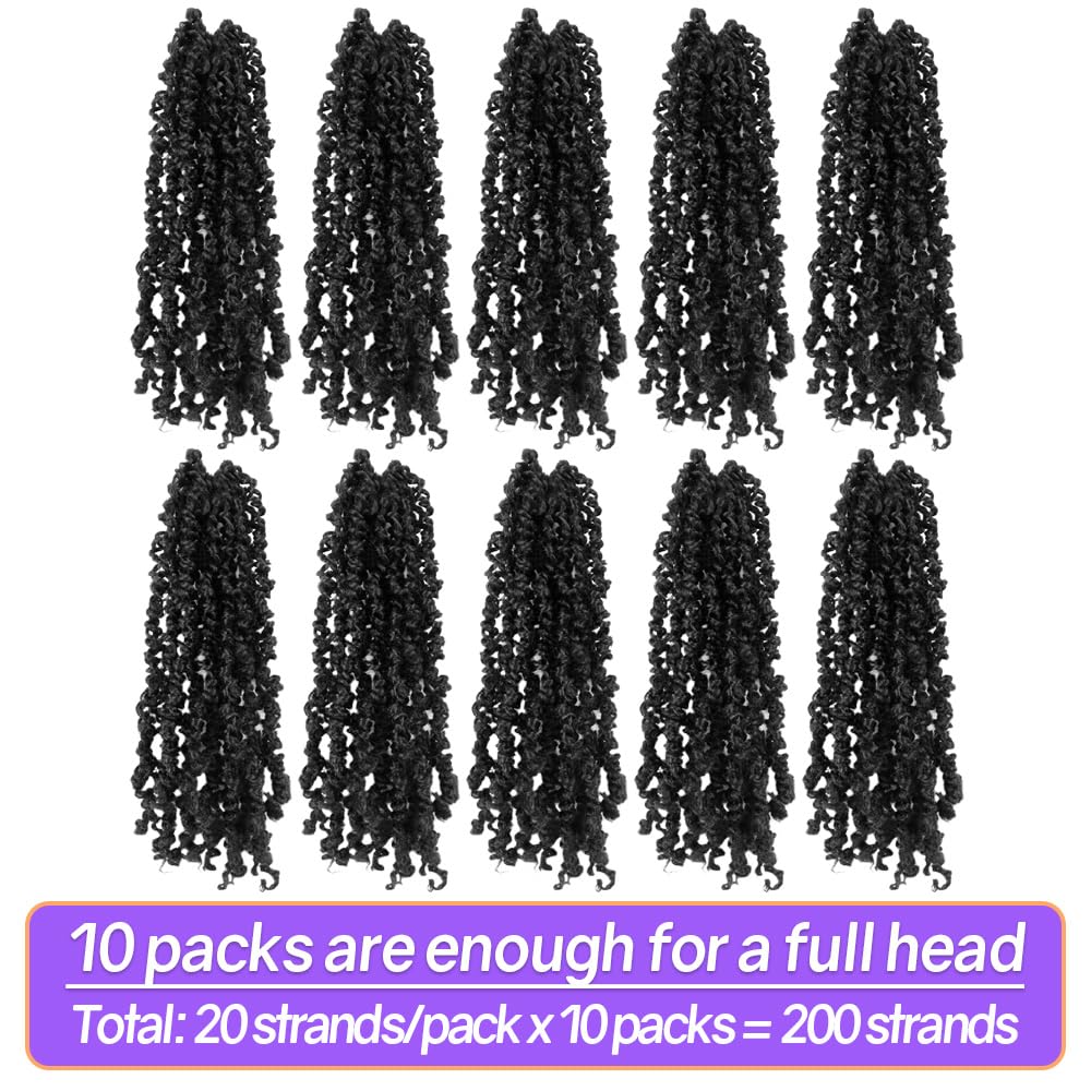 12 Inch 10 Packs Yanky Twist Crochet Hair for Black Women Pre-twisted Natural Kinky Mini Spring Twist Small Curly Senegalese Twist Braids (1B)