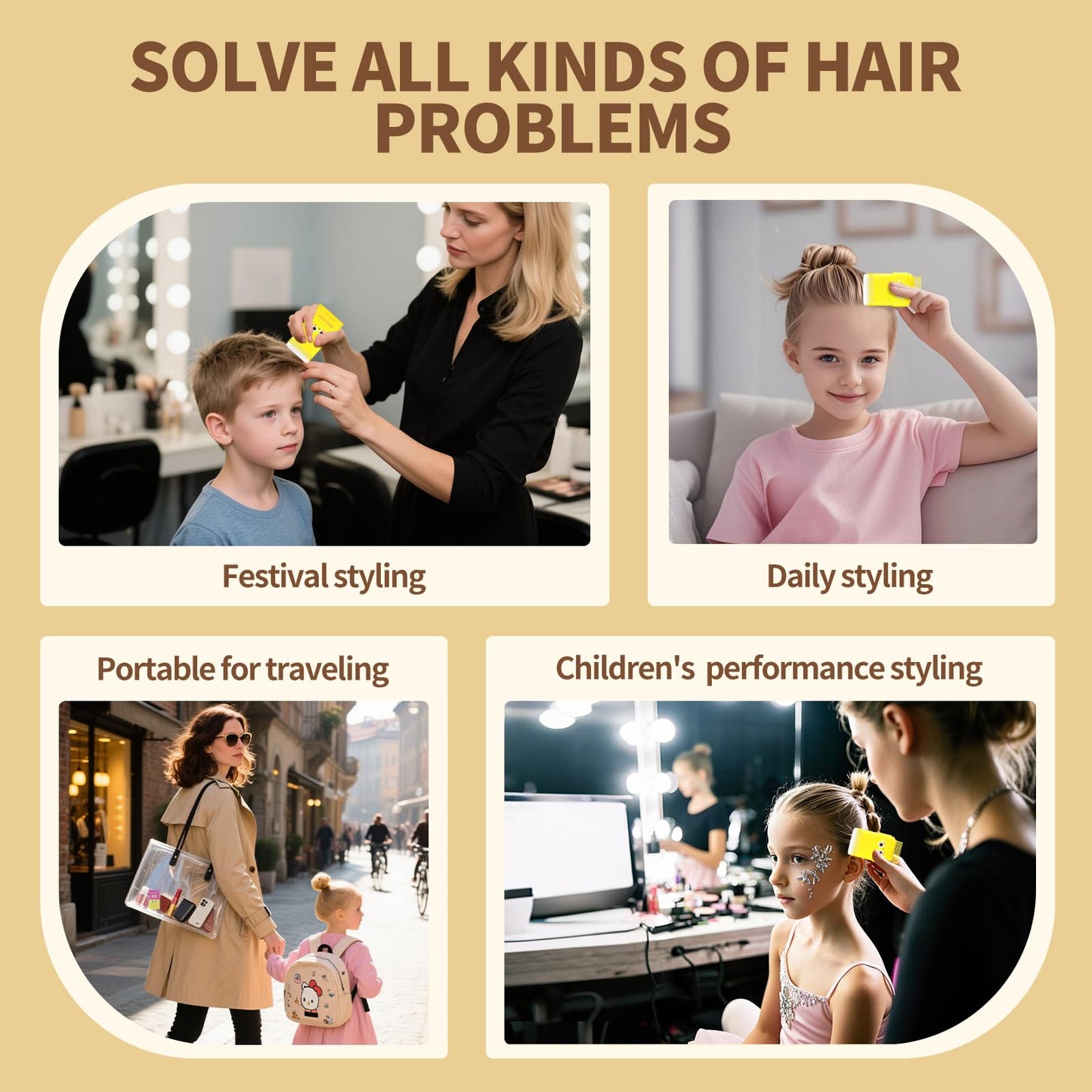 gowwim Kids Hair Gel, Natural Hair Gel for Kids Non-greasy Hair Styling Stick for Girls & Boys Long-Lasting Hair Finishing Stick Flyaway Hair Control