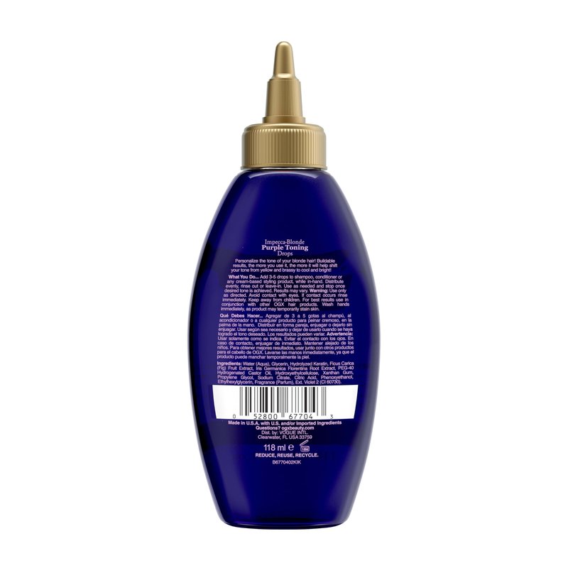 OGX Impecca-Blonde Purple Toning Drops for Blonde Enhance, 4 fl oz