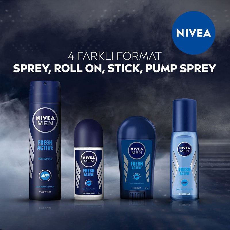 3x Nivea Fresh Active Deodorant Stick 0% Aluminium for Men (Pack of 3)