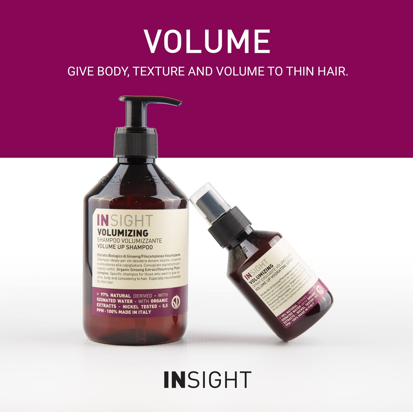 Insight Clean Beauty Volume Up Shampoo for Softer Hair Organic Ginseng Extract, Vegan, 13.5 fl oz