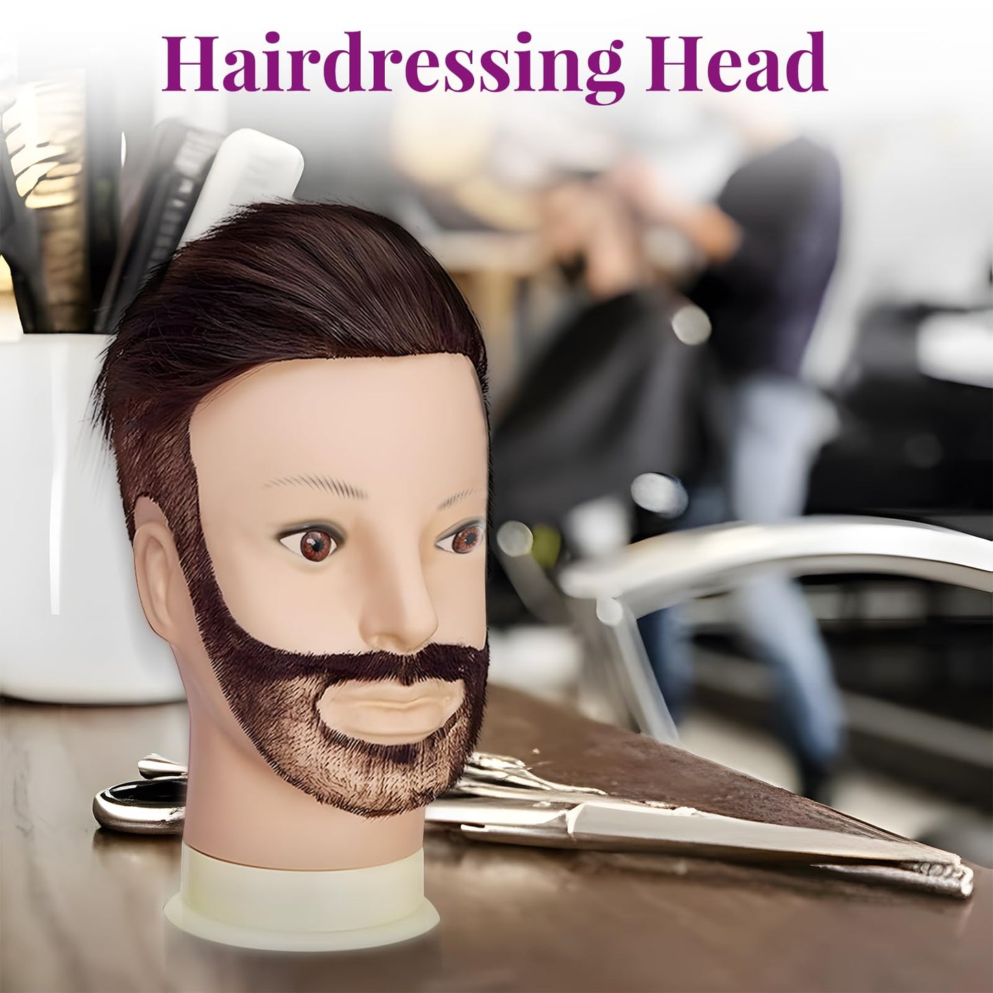 Male Mannequin Head with Hair,10" Barber Mannequin Head,Cosmetology Hairdresser Training Doll Manikin Head for Hair Styling and Practice(black)