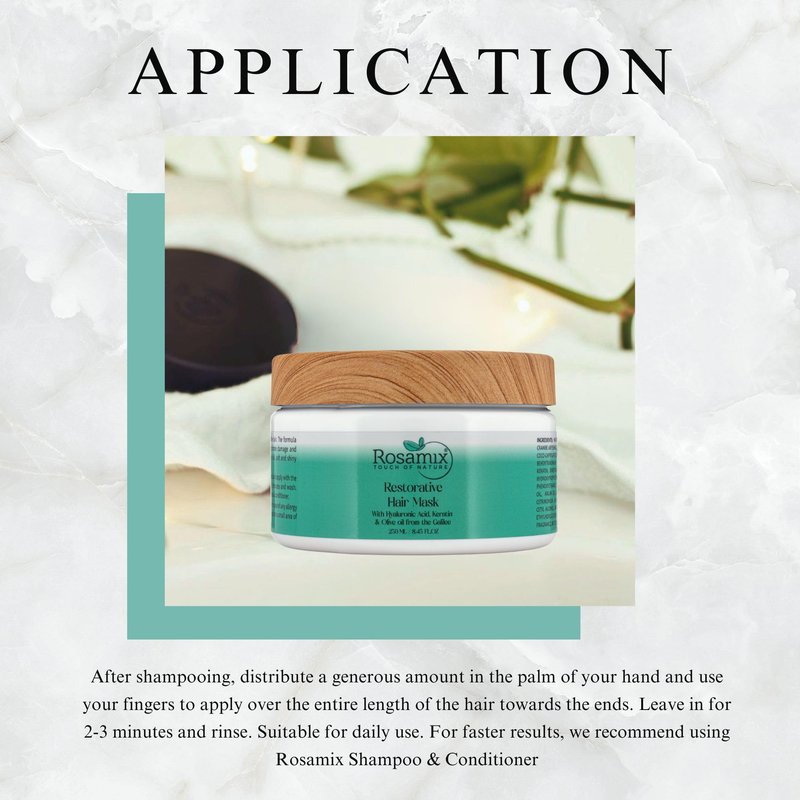 Rosamix Deep Moisturizing Hair Mask for Women/Men - Keratin Mask for Dry & Damaged Hair - Deep Conditioning Treatment with Hyaluronic and Moroccan Argan Oil, 250ml | 8,45 FL.OZ