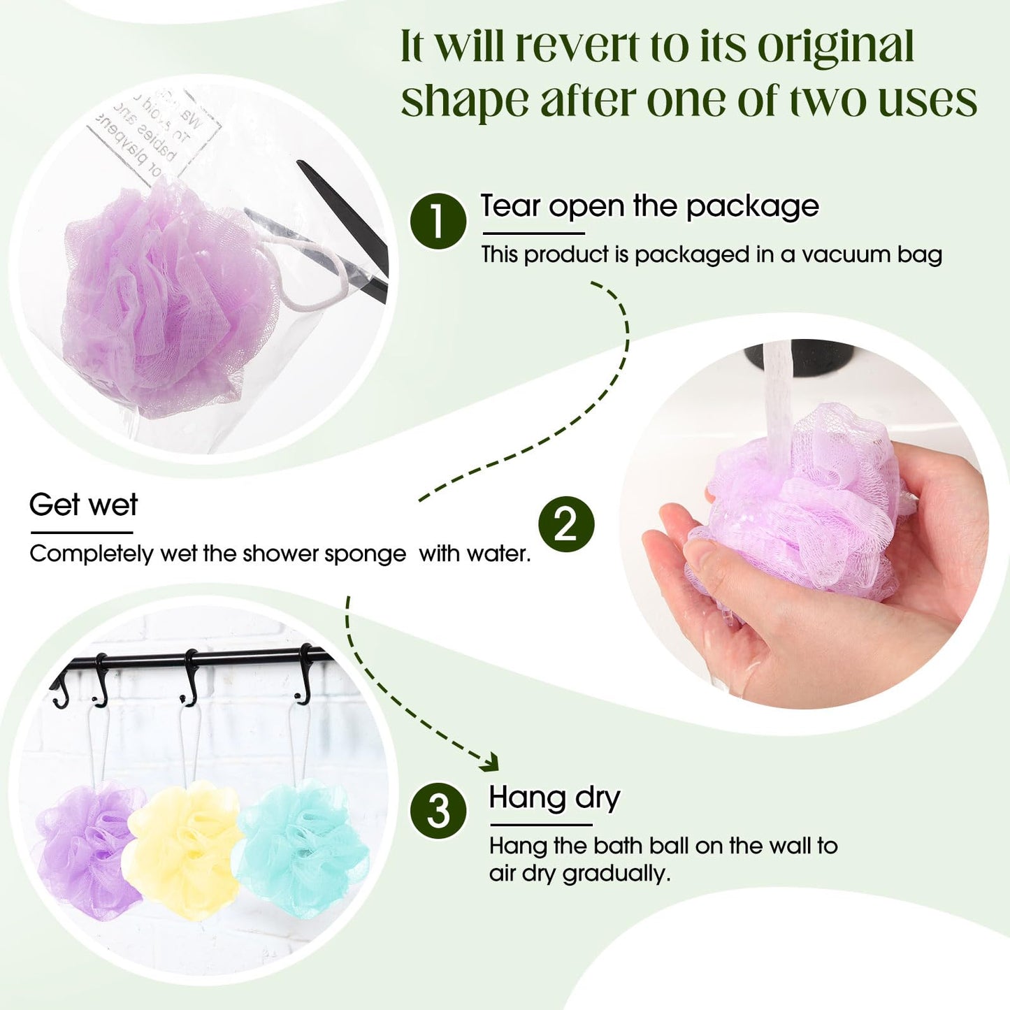 Sunnyray 100 Pcs Loofahs Bulk Bath Sponge Shower Luffas Exfoliating Body Scrubber Packs Soft Mesh Loofahs Balls Travel Cleaning Wash Puff Bathing Accessories for Women Men, 20g (Brightcolor)