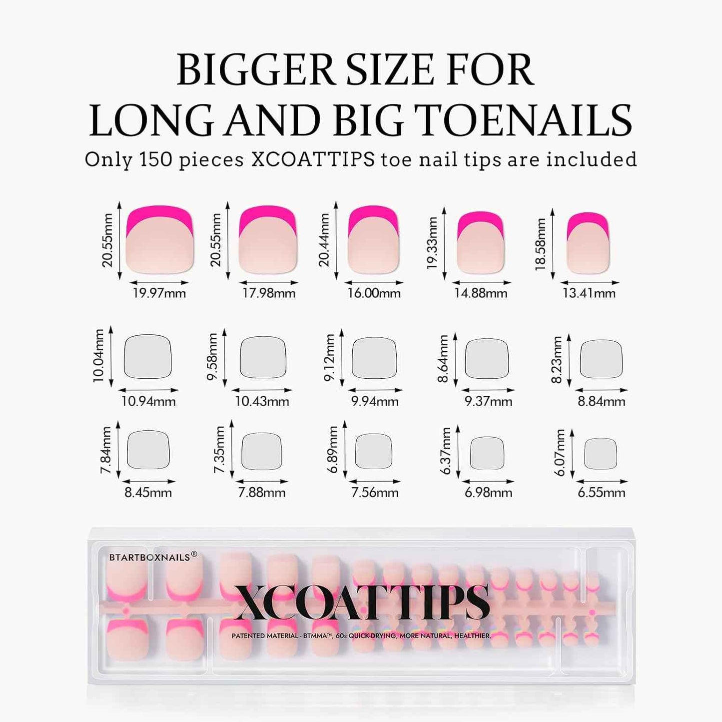 Pastel French Toe Nails Set - Gap-Filled Solid Nail Gel by BTArtbox