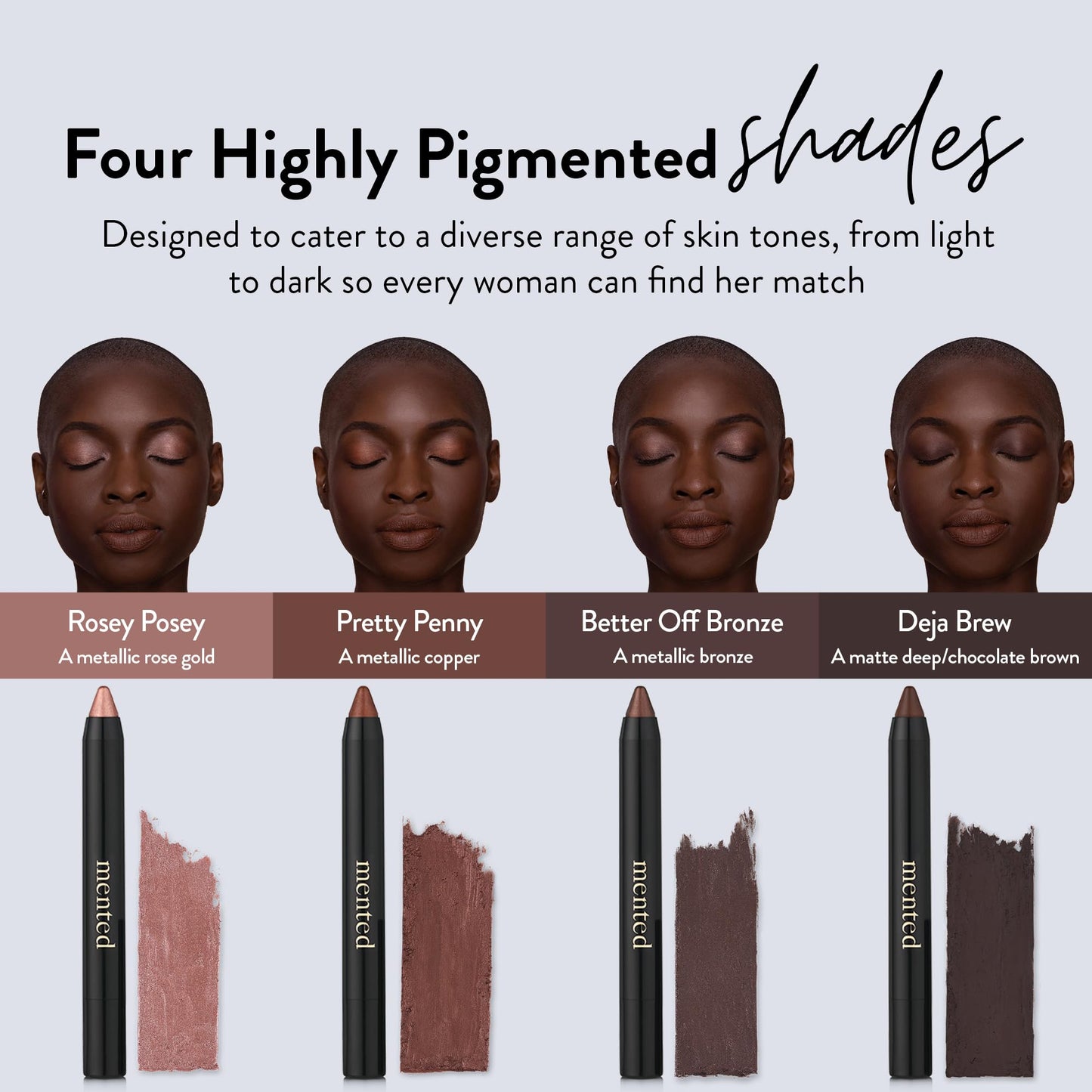 Mented Cosmetics Color Intense Eye Shadow Sticks, Cream Eyeshadow Stick Crayon, Easy-to-Apply Eyeshadow Pencils, Waterproof + Crease Proof Eye shadow Make Up, 0.05oz, Better off Bronze