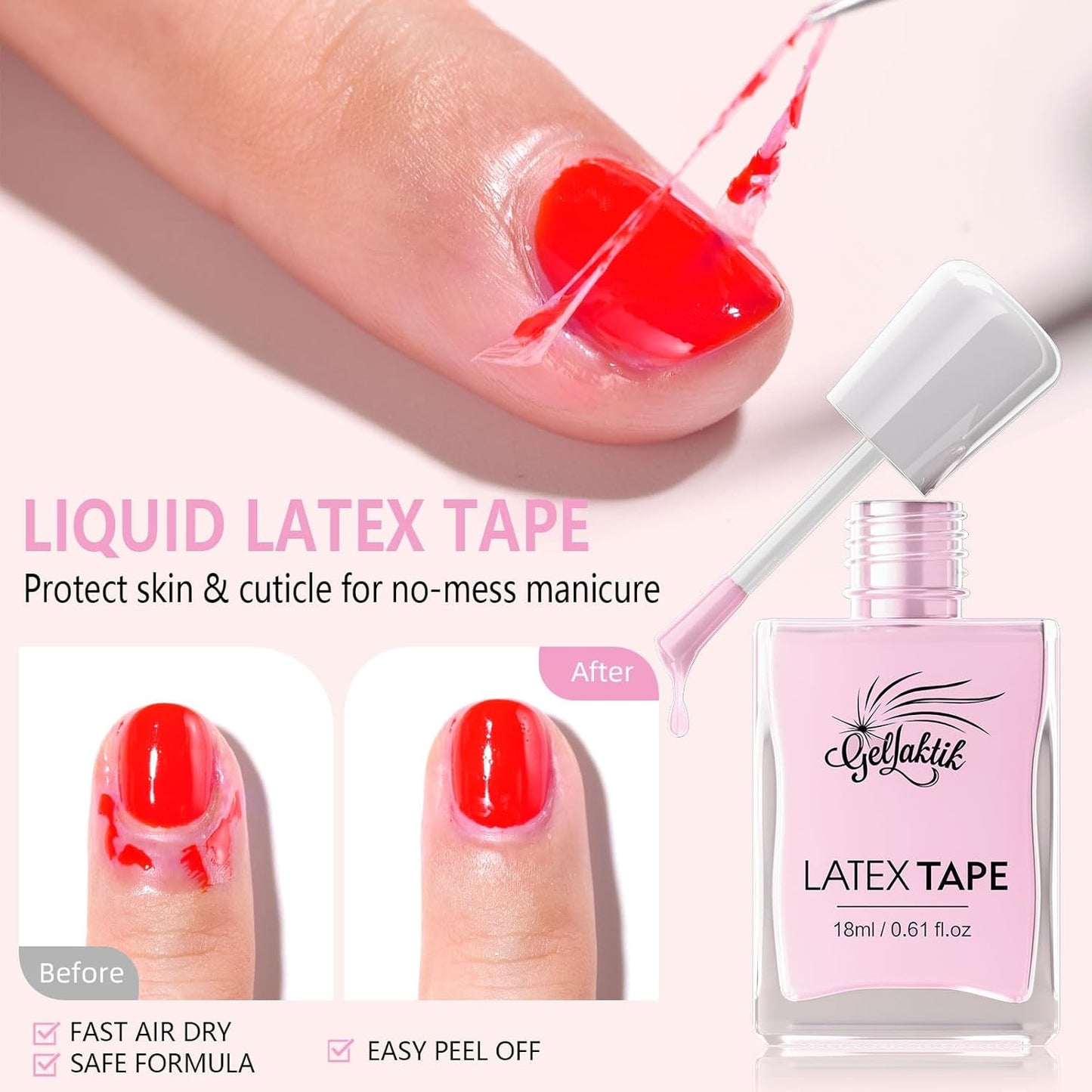 Gel Polish Remover Kit - 3 x 18ml with Cuticle Oil & Liquid Latex Tape, Fast 3-5 Min Removal