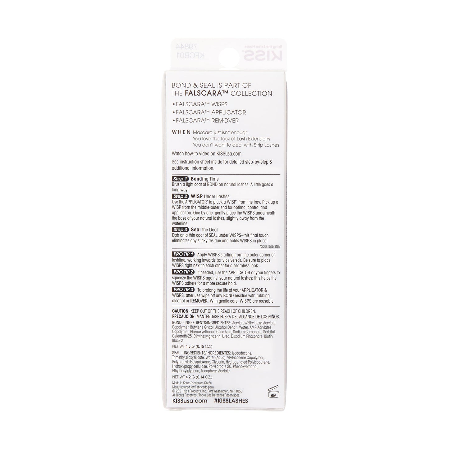 KISS Falscara DIY Eyelash Extension Bond & Seal Infused with Biotin & Vitamin E – Strong Gentle Comfortable Lash Adhesive for All Day Wear For Use With Falscara Lash Wisps, Remover, and Applicator