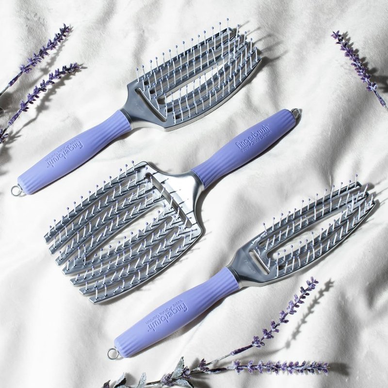 Olivia Garden Fingerbrush Curved and Vented Paddle Brush for Blow Drying - Ideal for Styling and Detangling All Hair Types - Scalp Massager Brush, Large