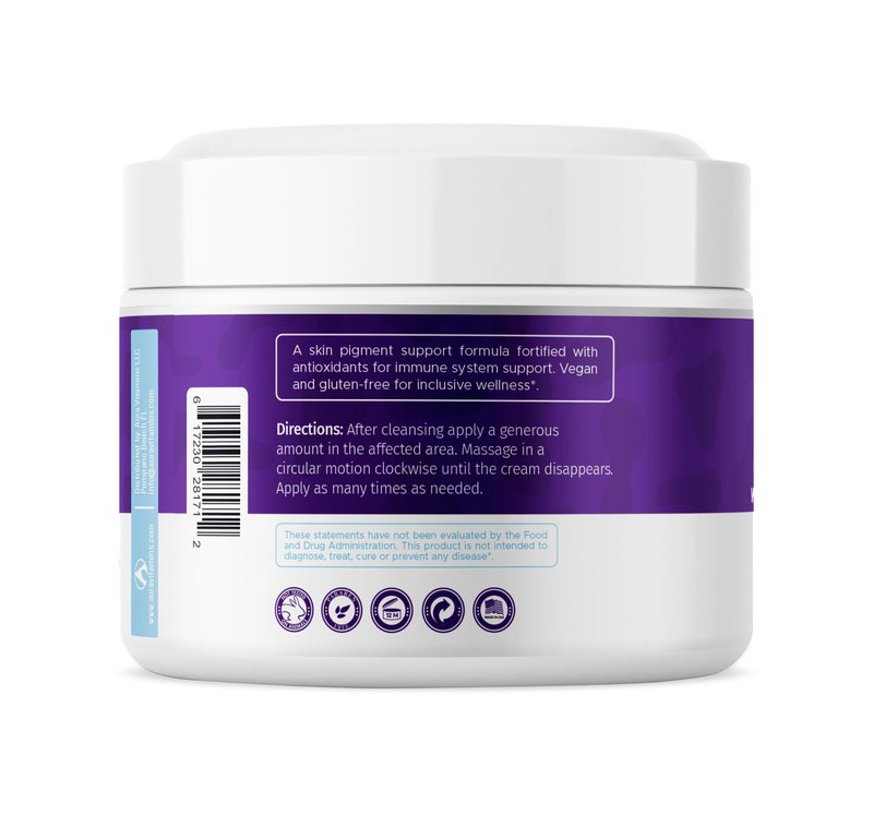 Vitiligo Cream for White Spots (4oz) - Repigmenting Cream with Polypodium Leucotomos and Melanocyte Support - Evens Skin Tone and Reduces Discoloration by Aura Dermacare