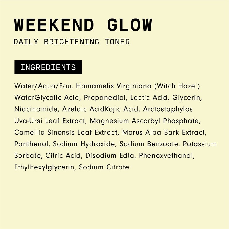 Versed Weekend Glow Daily Brightening AHA Liquid – Gentle Exfoliating Toner with Vitamin C and Botanicals – Helps Visibly Improve Skin Clarity and Tone (V1 Weekend Glow - 4 Fl Oz (Pack of 1))