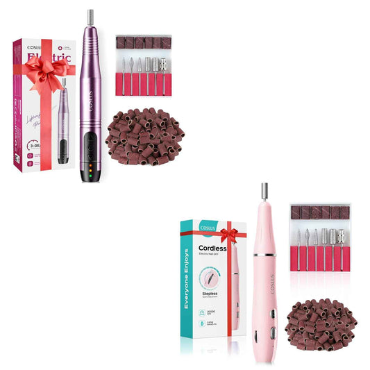 COSLUS Cordless Nail Drill Kit - Professional Electric File for Acrylic & Gel Nails, Portable with Adjustable Speed - Pink