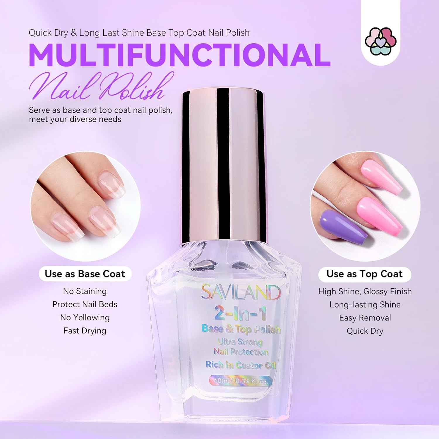 12 Neon Bright Nail Polish Kit with 2-in-1 Base & Top Coat for Nail Art