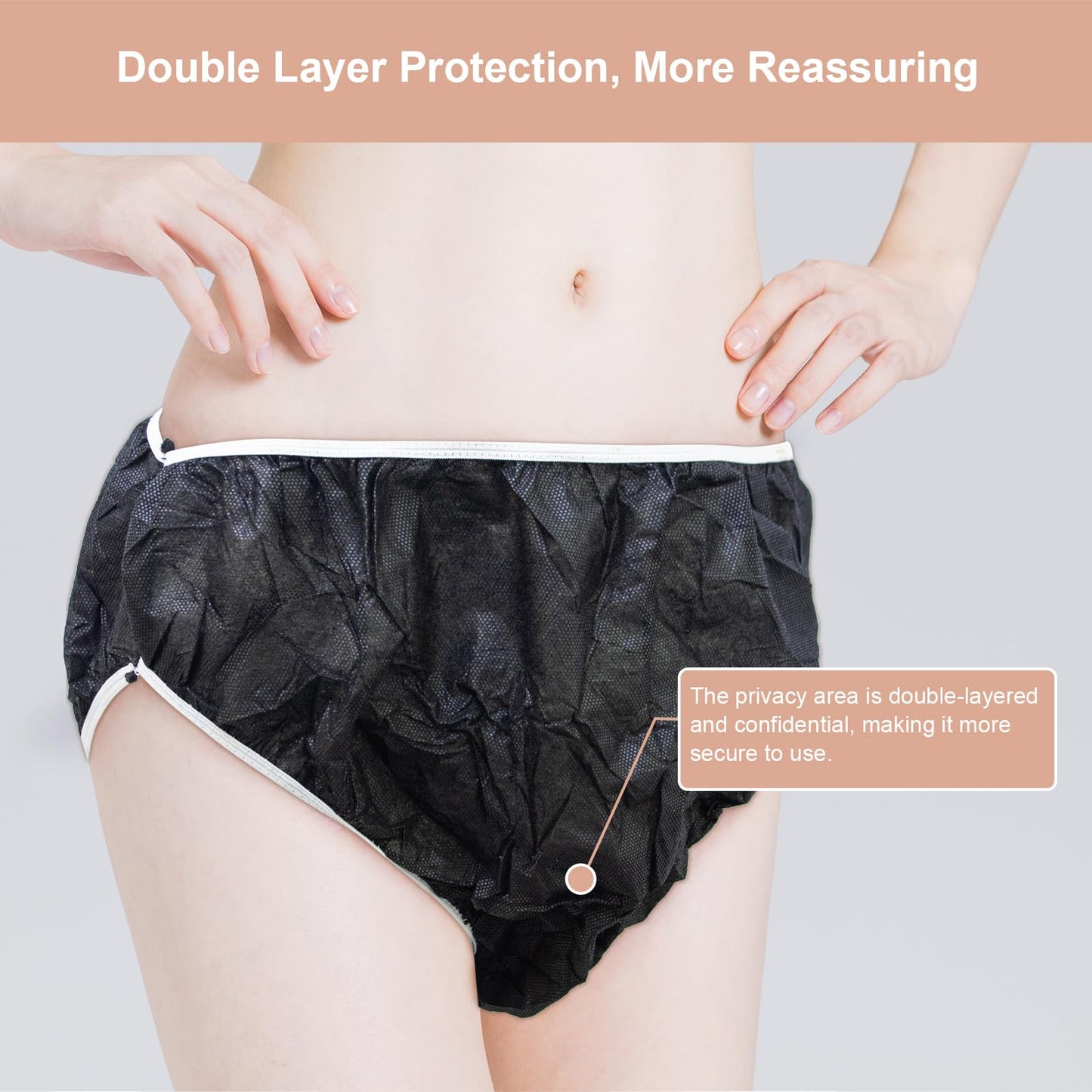 Elitzia Disposable Underwear for Salon SPA Travel 50 Pcs Black L