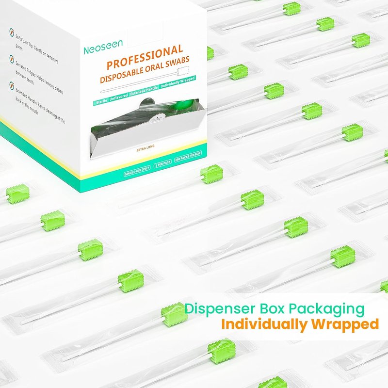Disposable Oral Care Swabs - Individually Wrapped with Longer Handle | 400 Count