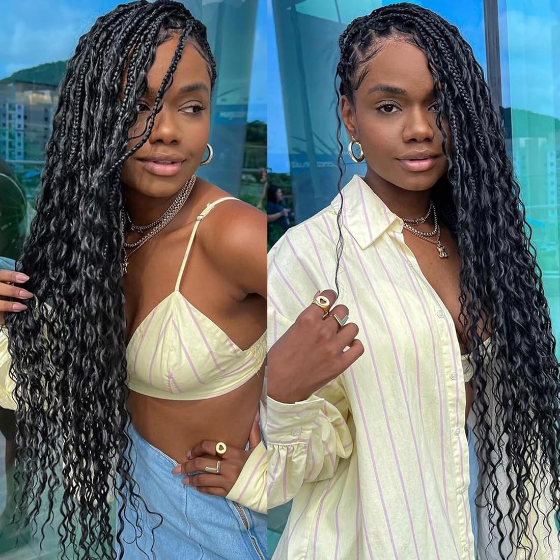 Misoun Human Braiding Hair for Boho Braids 16inch Water Wave Bulk Human Hair Extensions for Braiding Curly Loose Deep Wave Bulk 1 Bundle 100g No Weft Natural Black