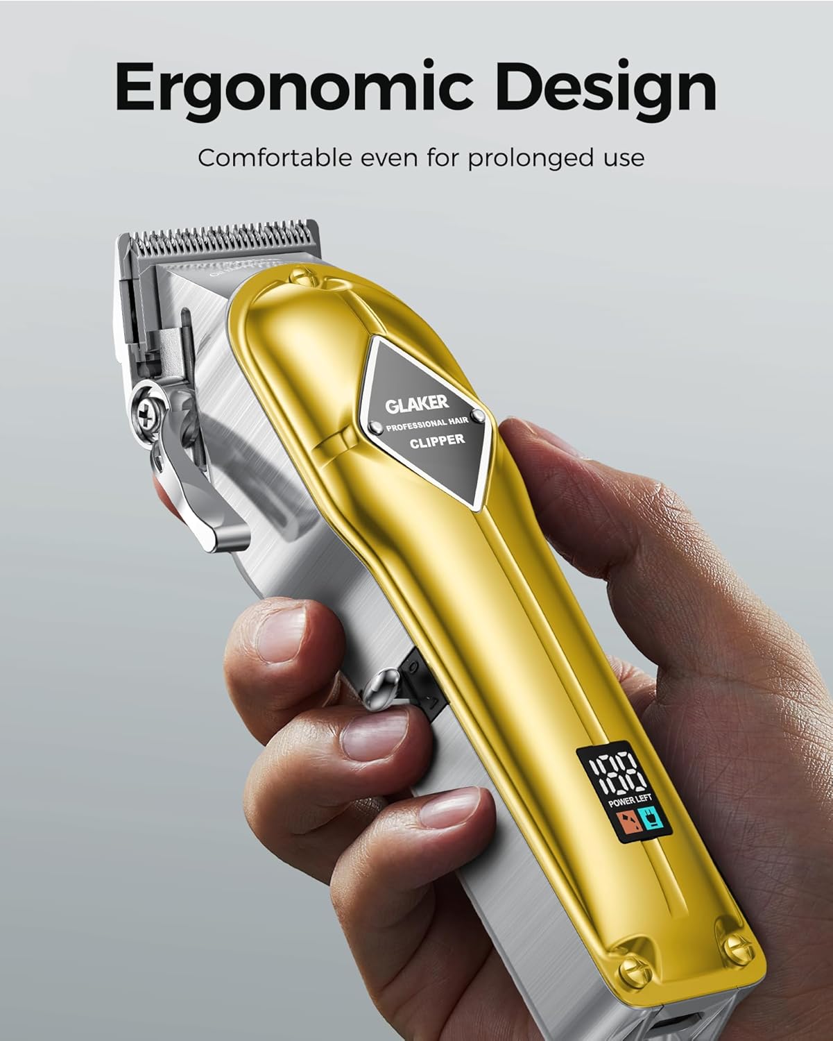 Professional Hair Clippers for Men - Cordless Barber Kit for Hair Trimming & Beard Grooming | Gold Finish