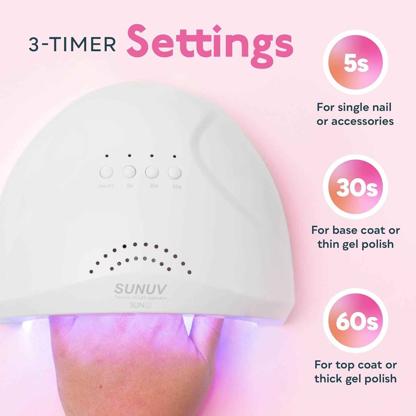 Professional SUNUV UV Nail Lamp with Adjustable Settings & UV Gloves for Gel Manicures