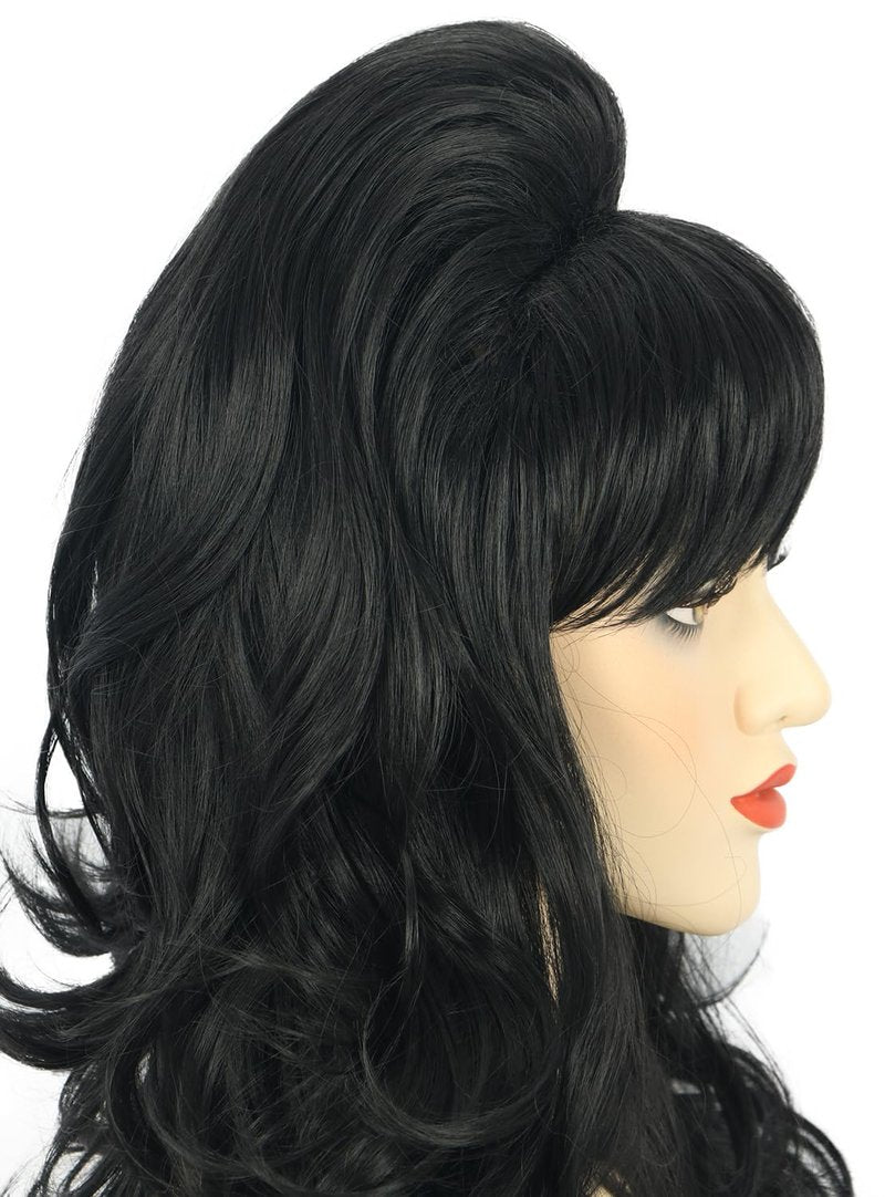 Long Wavy Black Wig for Women - 60s 70s Bouffant Beehive Costume | Perfect for Themed Parties