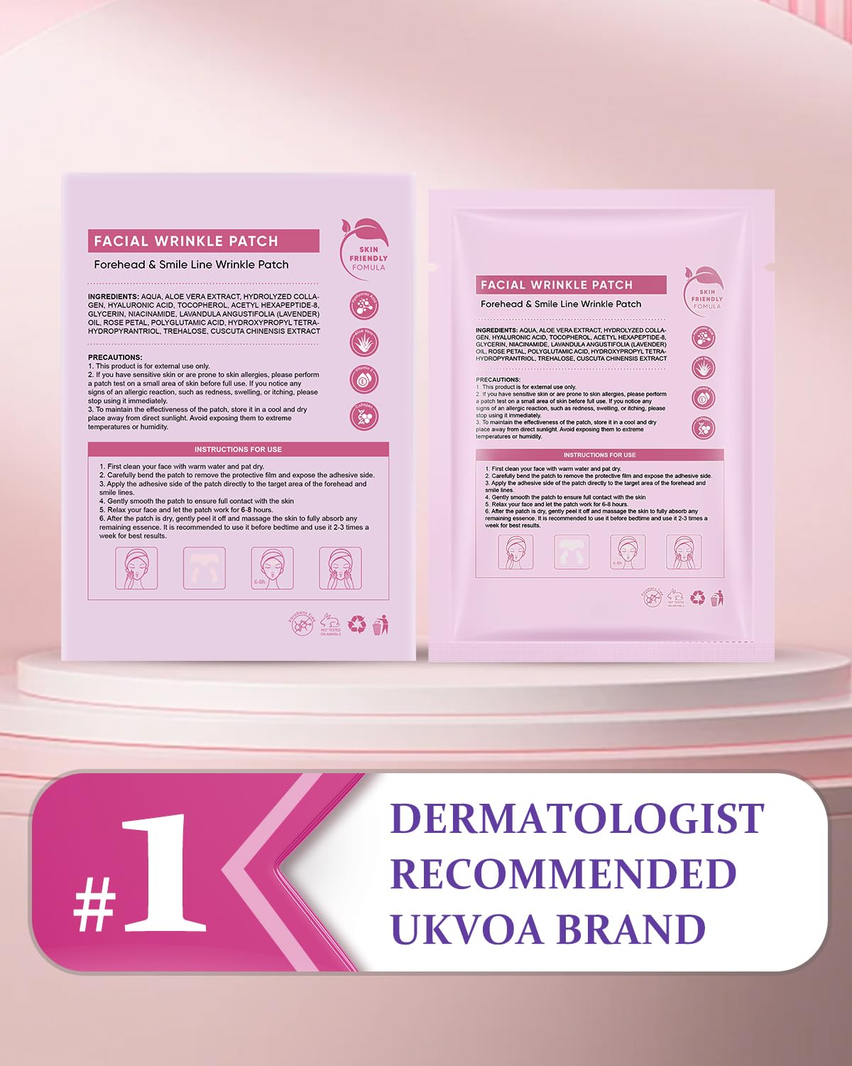 UKVOA Facial Forehead Wrinkle Patches and Smile Line Patches, Overnight Anti Aging Lifting Treatment with Hyaluronic Acid Aloe Collagen and Vitamin E for Women 36pcs