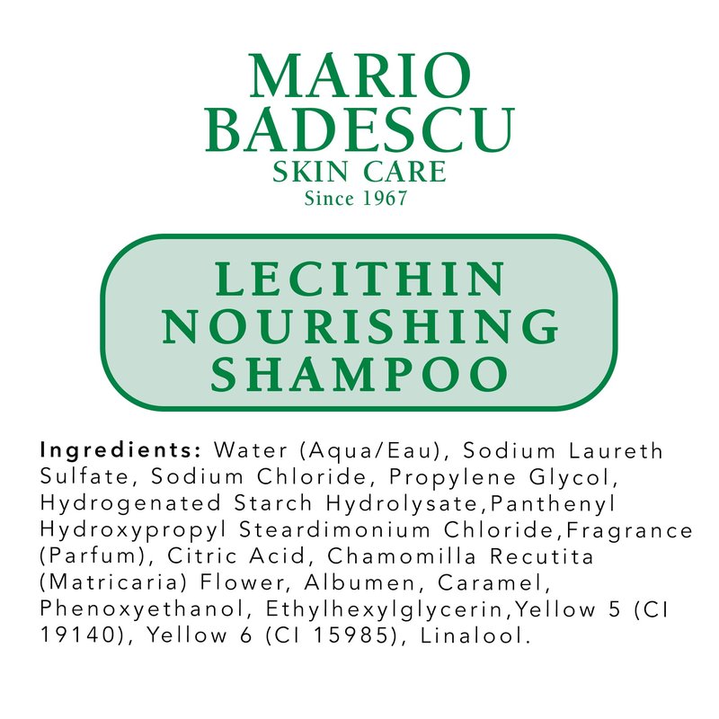 Mario Badescu Lecithin Nourishing Shampoo | Hydrating and Moisturizing Shampoo for Men & Women with Jojoba Oil & Lecithin | Helps Restore Dry, Damaged & Color-treated Hair | 16 Fl Oz