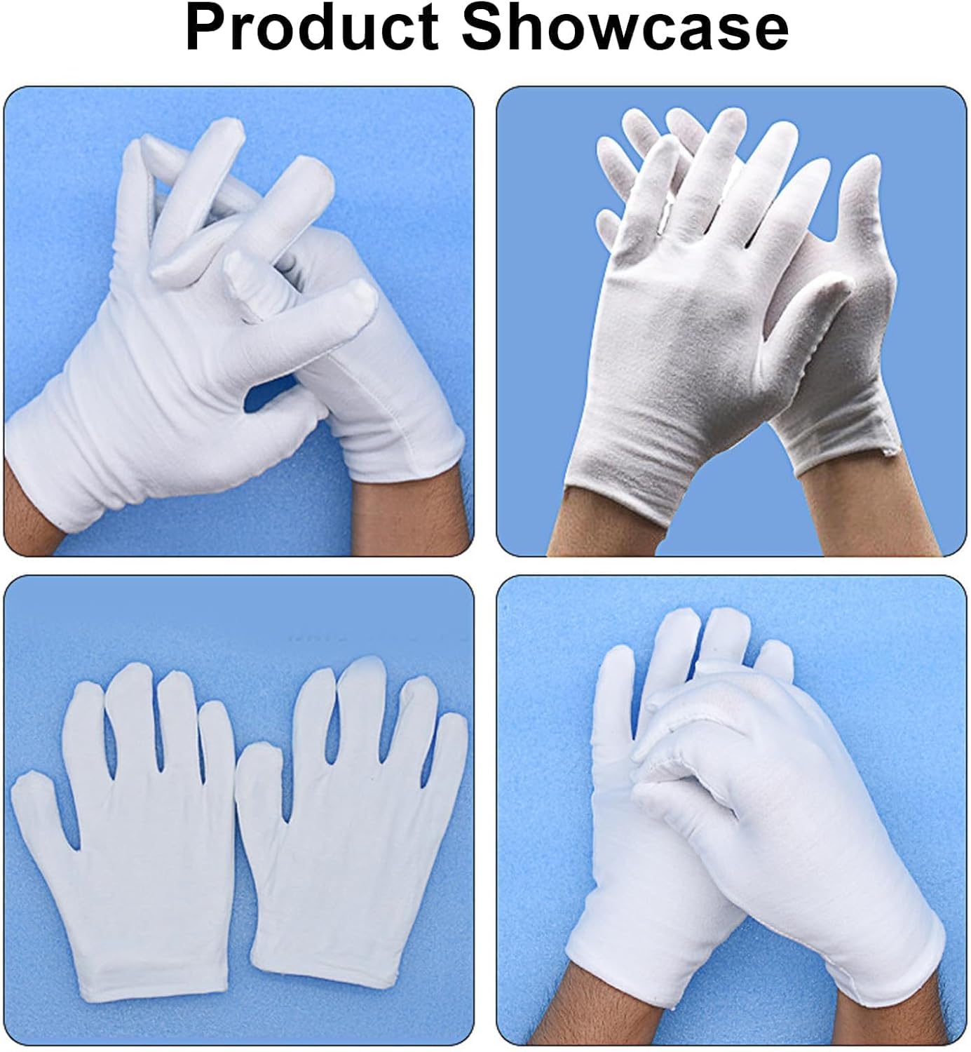 60 Pairs of Washable Pure Cotton White Gloves for Eczema & Jewelry Care