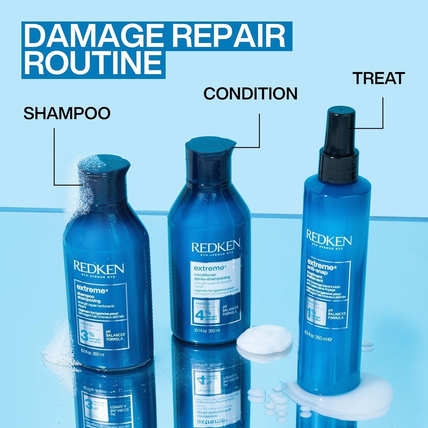 Redken Extreme Shampoo - Strengthen & Repair Damaged Hair, For Damaged Hair, Infused With Proteins