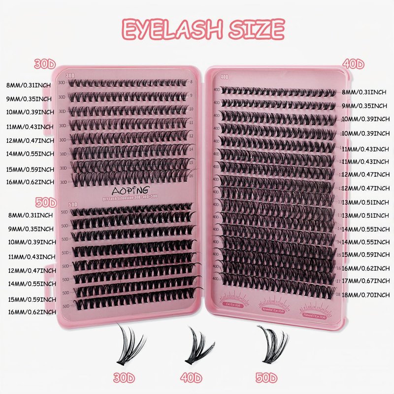Lashes Extension Kit 640pcs False Eyelashes Clusters 30D+40D+50D, DIY Individual Lash Kit 8-18mm with Eyelash Tools Set