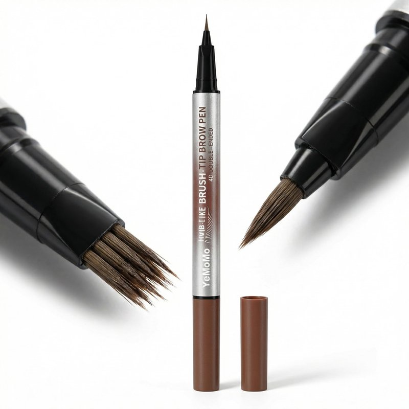 YeMoMo 4D Double-Ended Eyebrow Pen, Hair-Like Brush Tip, Waterproof Brow Tint with Soft Nib, Available in 5 Natural Colors (4#Black Brown)