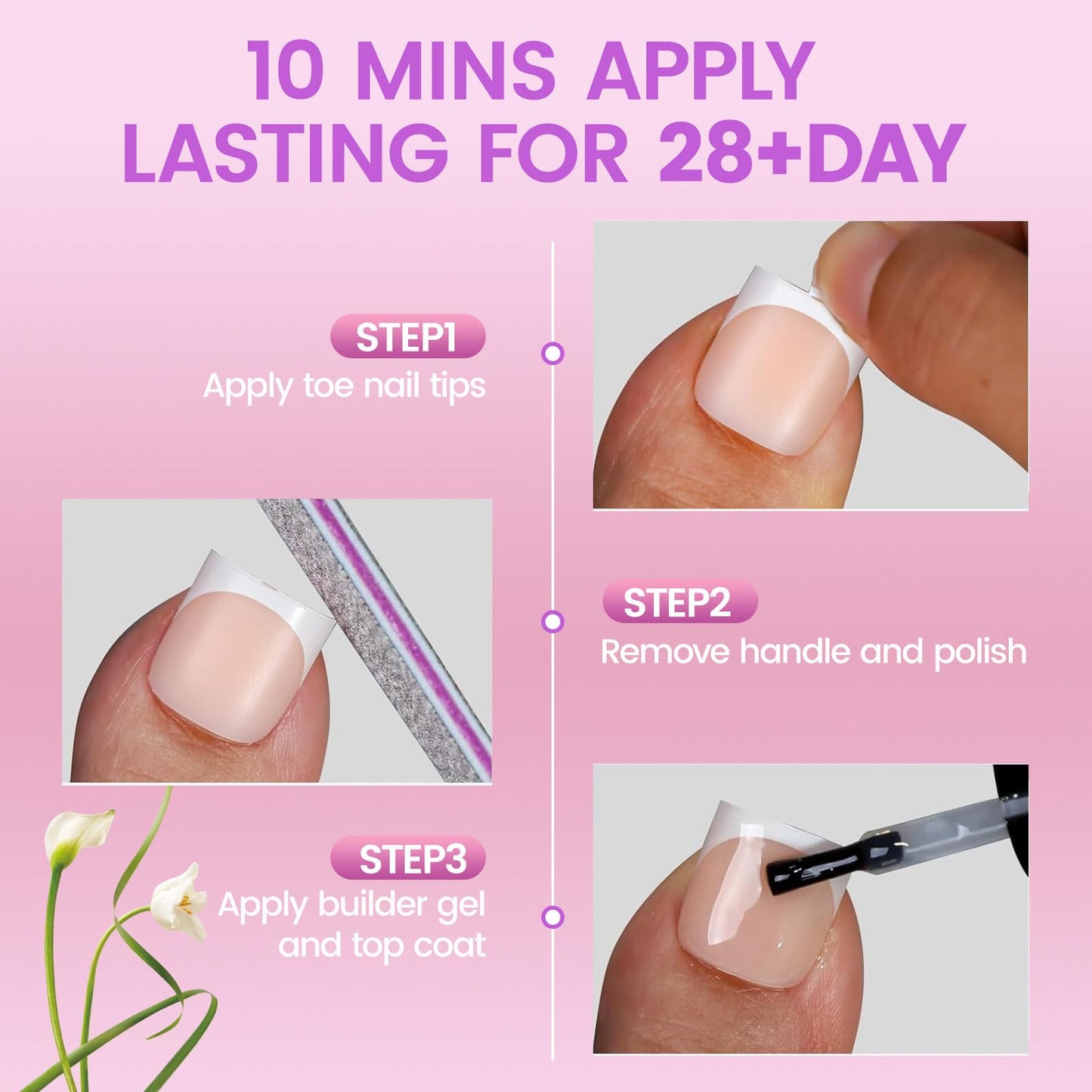 Toe Nail Press ons,SITELENABY Press On Toenails for Women 150 PCS White Fake Toenails Press on Nails,15 Sizes Soft Gel False Toenail Extension,Full Cover Gel Acrylic for Salon X