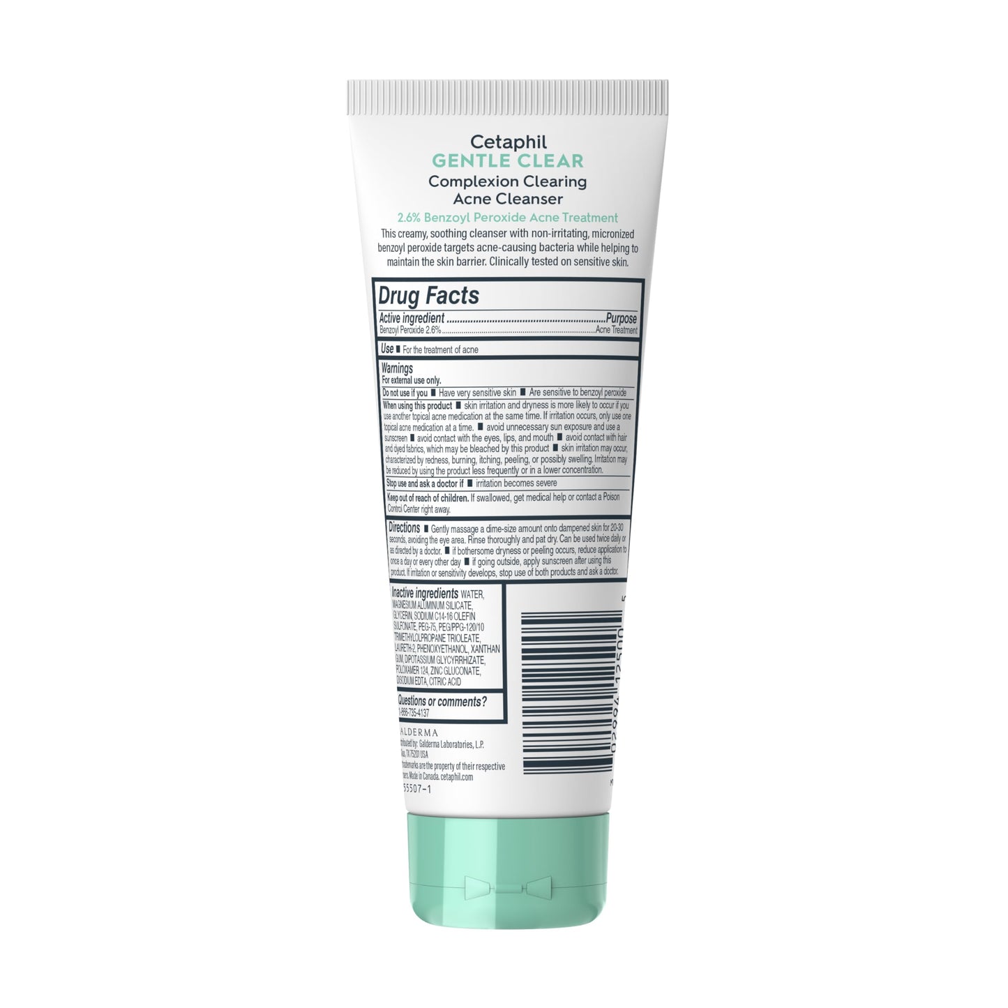 Cetaphil Gentle Clear BPO Acne Face Wash, Soothing, Sensitive Skin, 4.2 fl oz