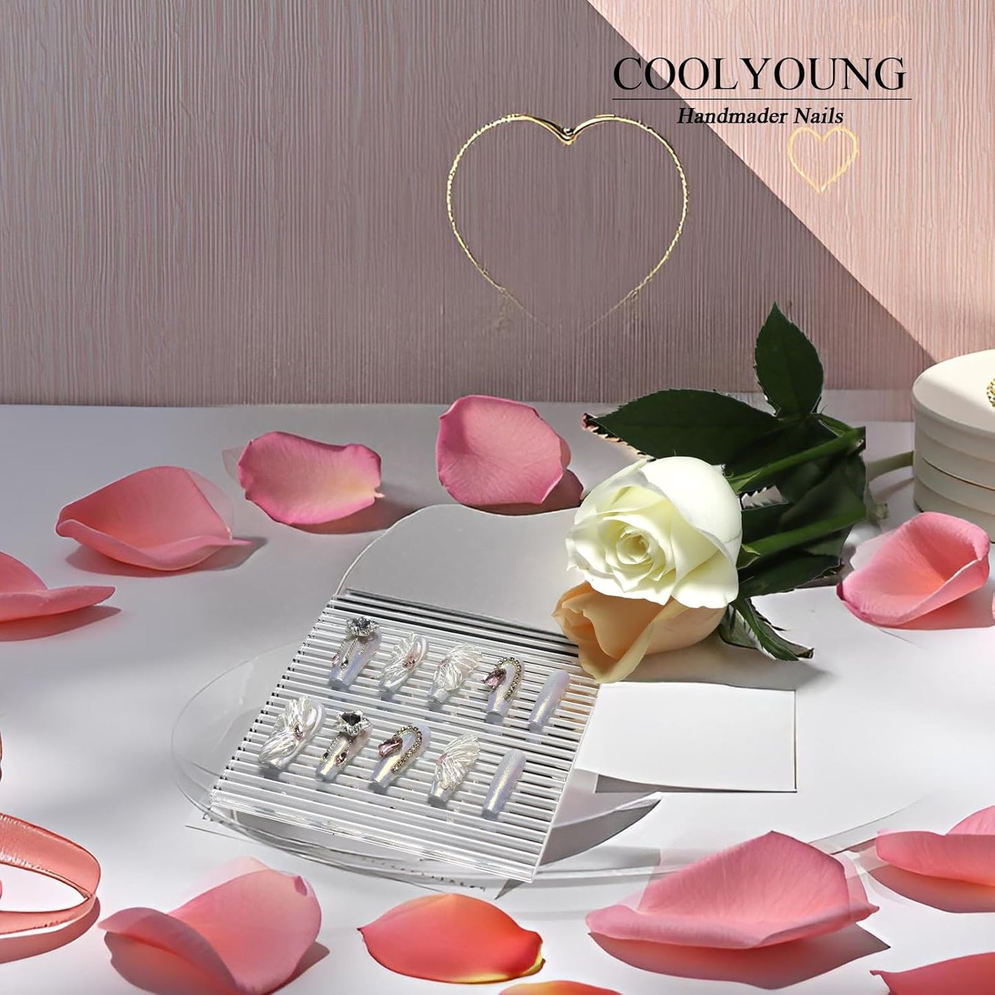 COOLYOUNG Handmade Coffin Press on Nails Set - 'Dream Angels' & 'Starry Sky' Bundle