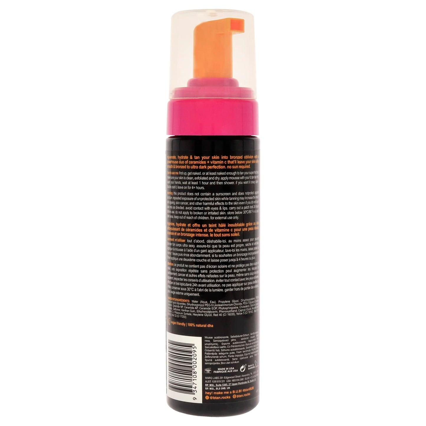 b.tan Dark Self Tanner Mousse | No Sun Required - Fast, 1 Hour Express, Darkest, Rejuvenating Sunless Tanning Treatment With Ceramides + Vitamin C, No Fake Tan Smell, Cruelty Free, 6.7 Fl Oz